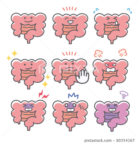 Facial expression set about human intestinal emotions Facial expression set about human intestinal emotions 80354167