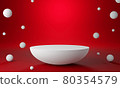 Red white circle product display stage or blank podium pedestal background 3d rendering 80354579