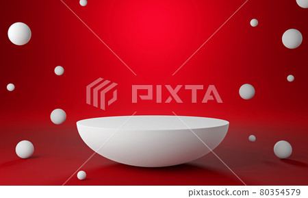 Red white circle product display stage or blank podium pedestal background 3d rendering Red white circle product display stage or blank podium pedestal background 3d rendering 80354579