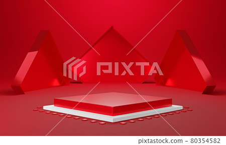 Red white rectangle product display stage or blank podium pedestal background 3d rendering Red white rectangle product display stage or blank podium pedestal background 3d rendering 80354582