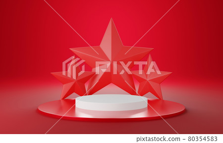 Red white circle product display stage or blank podium pedestal background 3d rendering Red white circle product display stage or blank podium pedestal background 3d rendering 80354583