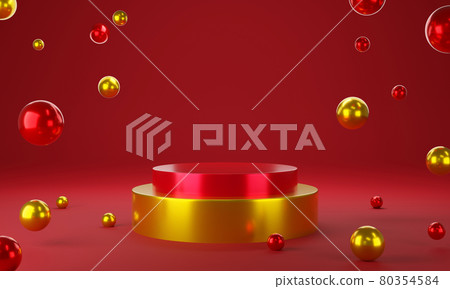 Red gold circle product display stage or blank podium pedestal background 3d rendering Red gold circle product display stage or blank podium pedestal background 3d rendering 80354584