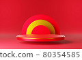 Red gold circle product display stage or blank podium pedestal background 3d rendering 80354585