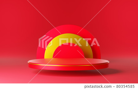 Red gold circle product display stage or blank podium pedestal background 3d rendering Red gold circle product display stage or blank podium pedestal background 3d rendering 80354585