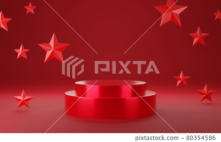 Red circle product display stage or blank podium pedestal background 3d rendering Red circle product display stage or blank podium pedestal background 3d rendering 80354586