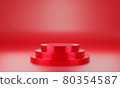 Red circle product display stage or blank podium pedestal background 3d rendering 80354587