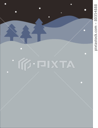 Landscape of mountains and trees on a snowy night Landscape of mountains and trees on a snowy night 80354888