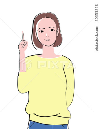 A woman pointing and introducing - Stock Illustration [80355228] - PIXTA