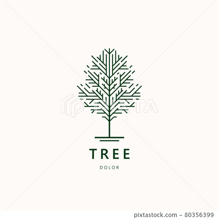 Vector abstract tree logo icon template design. Linear geometric garden plant nature symbol. Eco, organic concept 80356399