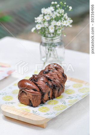 chocolate bread, chocolate bun with chocolate suace chocolate bread, chocolate bun with chocolate suace 80356466
