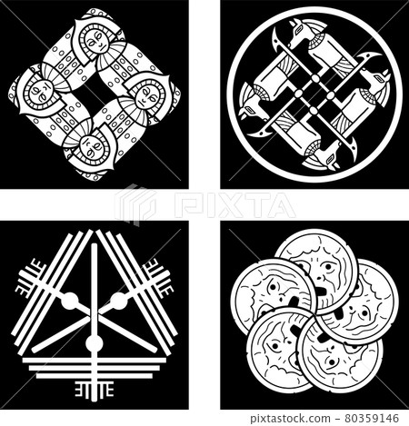 Family crest-style icon, old-fashioned Japanese crest 80359146