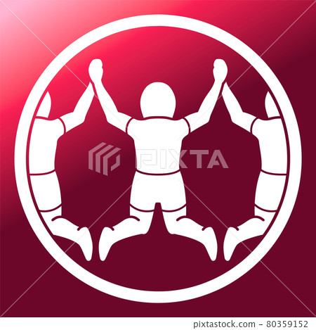 家族徽章風格圖標，手綁跳躍，人類，日本徽章 80359152
