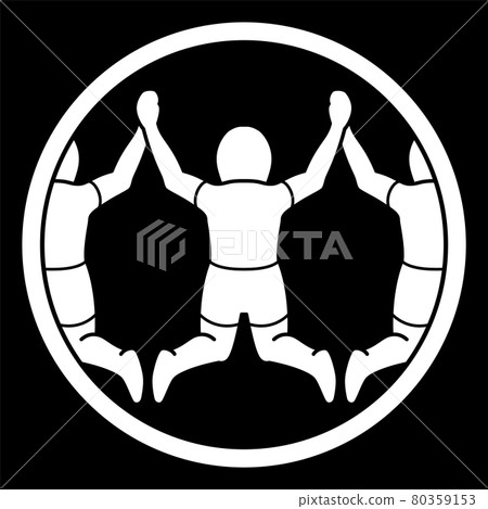 家族徽章風格圖標，手綁跳躍，人類，日本徽章 80359153