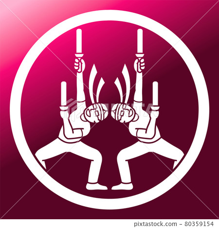 家族徽章風格的圖標 Wotagei Human Otaku 日本徽章 80359154