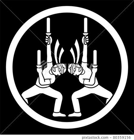 家族徽章風格的圖標 Wotagei Human Otaku 日本徽章 80359156