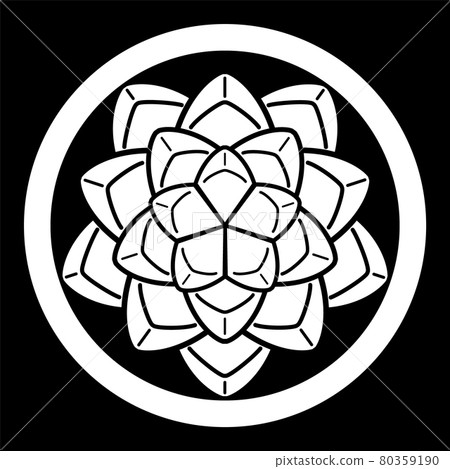 Family crest-style icon Echeveria succulent plant Japanese coat of arms 80359190