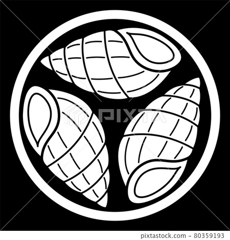 Family crest-style icon, snail, snail, Japanese coat of arms 80359193