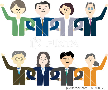 Image illustration set of middle-aged and elderly mixed gender 80360170