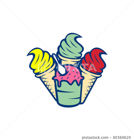 Ice cream shop logo design template 80360620