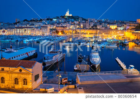Marseille Old Port in the night. Marseille, France Marseille Old Port in the night. Marseille, France 80360654