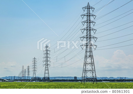 Tower High-voltage tower Power line Tower High-voltage tower Power line 80361301