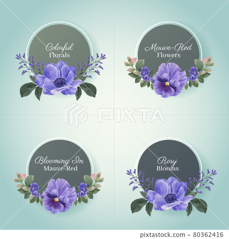 Logo design with muave red floral concept,waterolor style 80362416