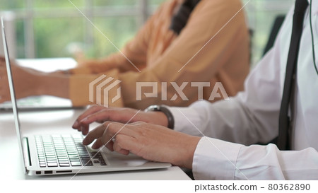 Close up shot of business people hand typing and working actively Close up shot of business people hand typing and working actively 80362890