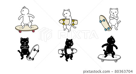 cat vector kitten skateboard calico icon pet surfskate spart breed character cartoon doodle symbol illustratio design 80363704