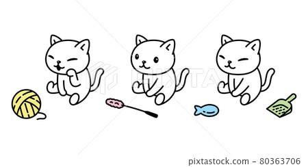 cat vector kitten calico icon pet toy yarn ball breed character cartoon doodle symbol illustratio design 80363706