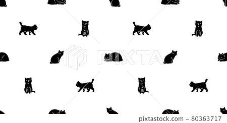 cat seamless pattern kitten calico vector pet repeat background scarf isolated cartoon animal tile wallpaper doodle illustration design 80363717