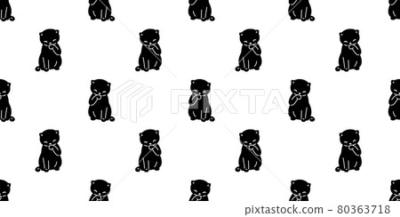 cat seamless pattern kitten calico vector pet repeat background scarf isolated cartoon animal tile wallpaper doodle illustration black design 80363718