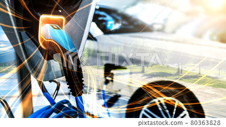 EV charging station for electric car in concept of green energy and eco power 80363828