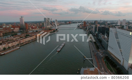 Aerial city view of Rotterdam with river Aerial city view of Rotterdam with river 80366208