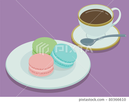 Macaroons and coffee vector illustration material Macaroons and coffee vector illustration material 80366610