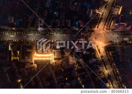 Night scene of Turks Bagua City in China. Night scene of Turks Bagua City in China. 80366815