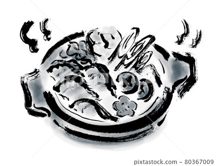 [Ishikari Nabe] Hand-painted brush illustration material 80367009