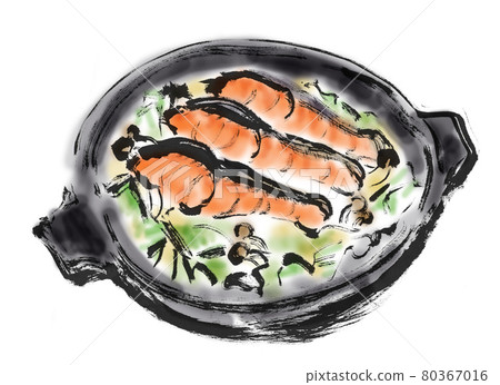 [Salmon-chan-chan-yaki] Hand-painted brush illustration material 80367016