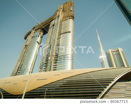 Dubai skyscrapers under construction and Burj Khalifa Dubai skyscrapers under construction and Burj Khalifa 80367715