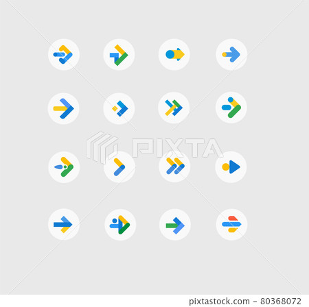 Color Arrow sign with Simple circle shape Color Arrow sign with Simple circle shape 80368072