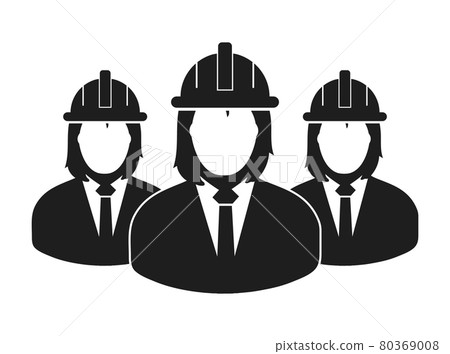 Female Engineer Team Icon. Flat style vector EPS. - Stock Illustration ...
