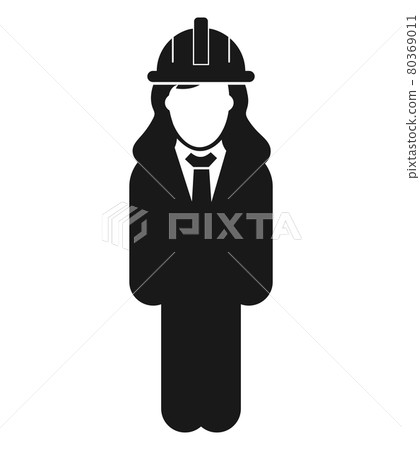 Standing Female Engineer Icon. Flat style... - Stock Illustration ...