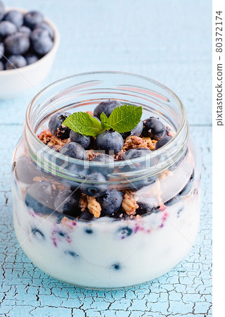 Healthy breakfast. Granola / muesli yoghurt and fruit. Healthy breakfast. Granola / muesli yoghurt and fruit. 80372174
