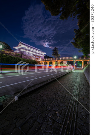 Illuminated Nezumitamon and Nezumitamon Bridge / Kanazawa City, Ishikawa Prefecture Illuminated Nezumitamon and Nezumitamon Bridge / Kanazawa City, Ishikawa Prefecture 80373240