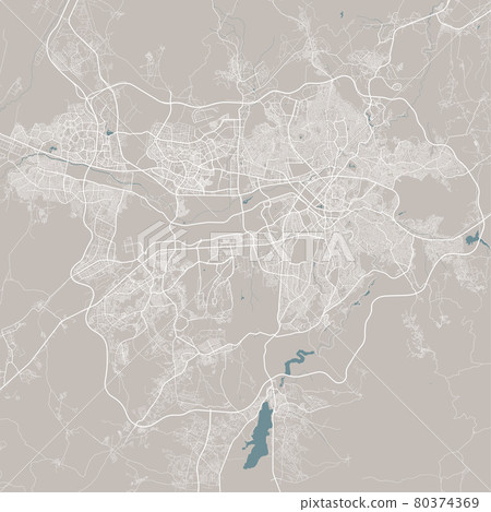 Detailed map of Ankara city, linear print map. Cityscape panorama. 80374369