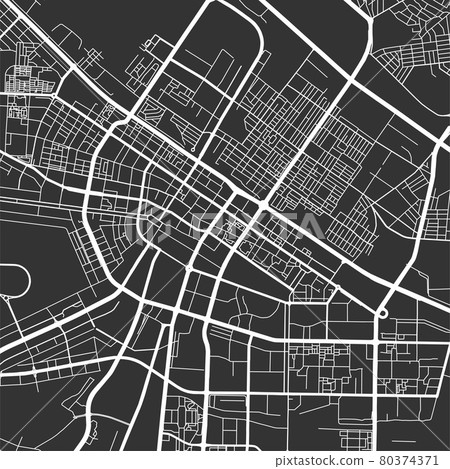 Urban city map of Ashgabat. Vector poster. Grayscale street map. 80374371
