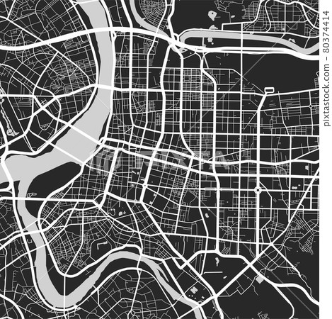 Urban city map of Taipei. Vector poster. Grayscale street map. Urban city map of Taipei. Vector poster. Grayscale street map. 80374414