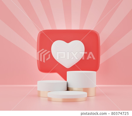 3d rendering of minimal scene of blank podium with Valentine's Day theme. Display stand for product presentation mock up. Cylinder stage in sweet lovely pink color with simple design. 3d rendering of minimal scene of blank podium with Valentine's Day theme. Display stand for product presentation mock up. Cylinder stage in sweet lovely pink color with simple design. 80374725