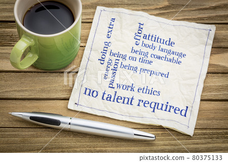 No talent required concept on napkin No talent required concept on napkin 80375133