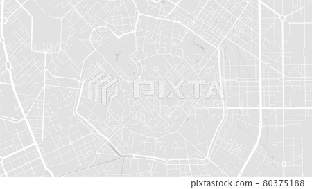 White and light grey Milan City area vector background map, streets and water cartography illustration. 80375188