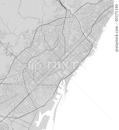 Urban city map of Barcelona. Vector poster. Black grayscale street map. 80375190